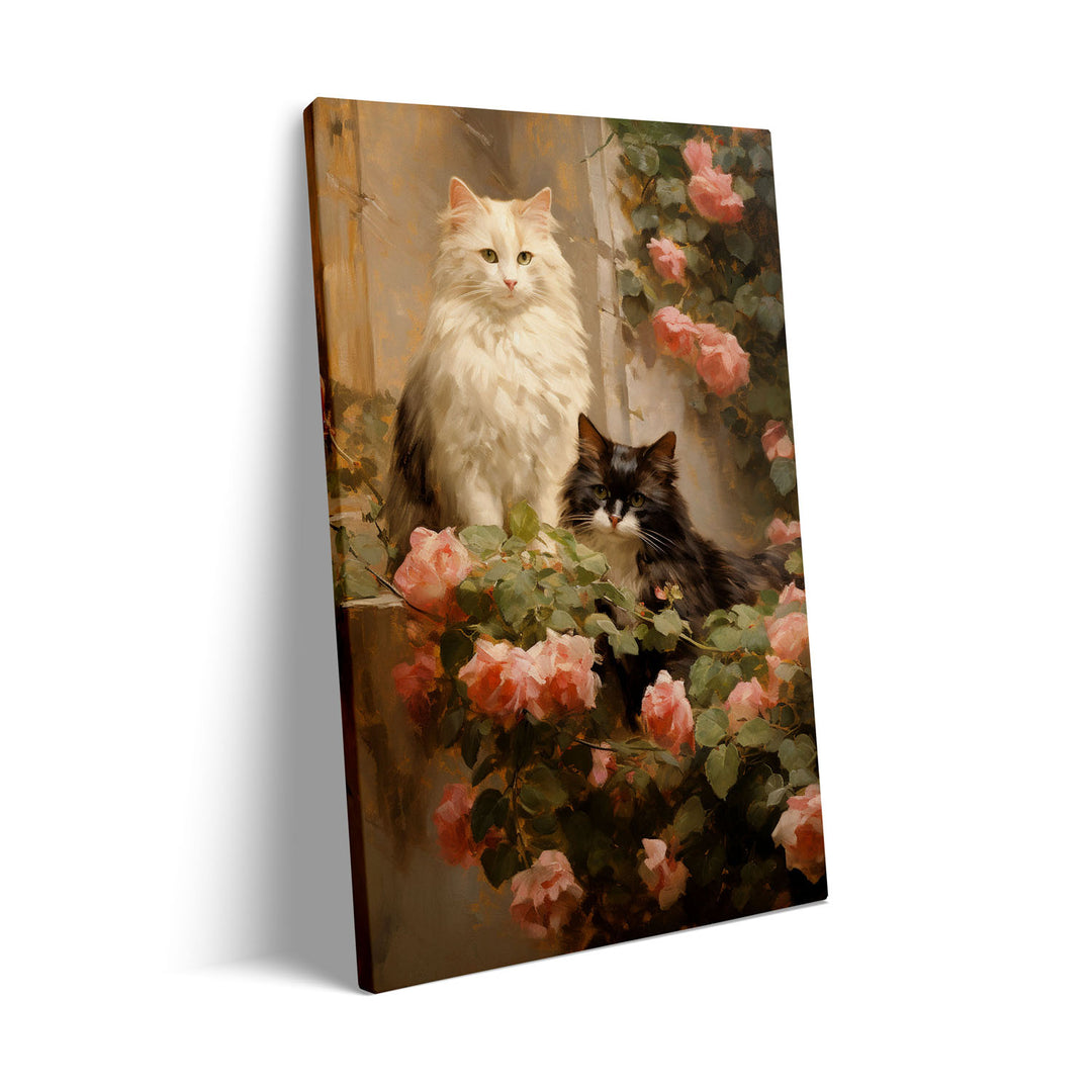 Unique cats-in-garden- Beautiful framed art print available at Raremango