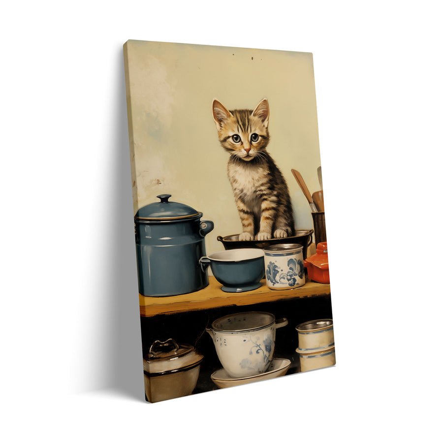 Unique tea-with-kitten- Beautiful framed art print available at Raremango