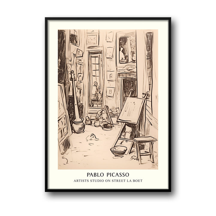 Unique artists-studio-on-street-la-boetie-pablo-picasso- Beautiful framed art print available at Raremango