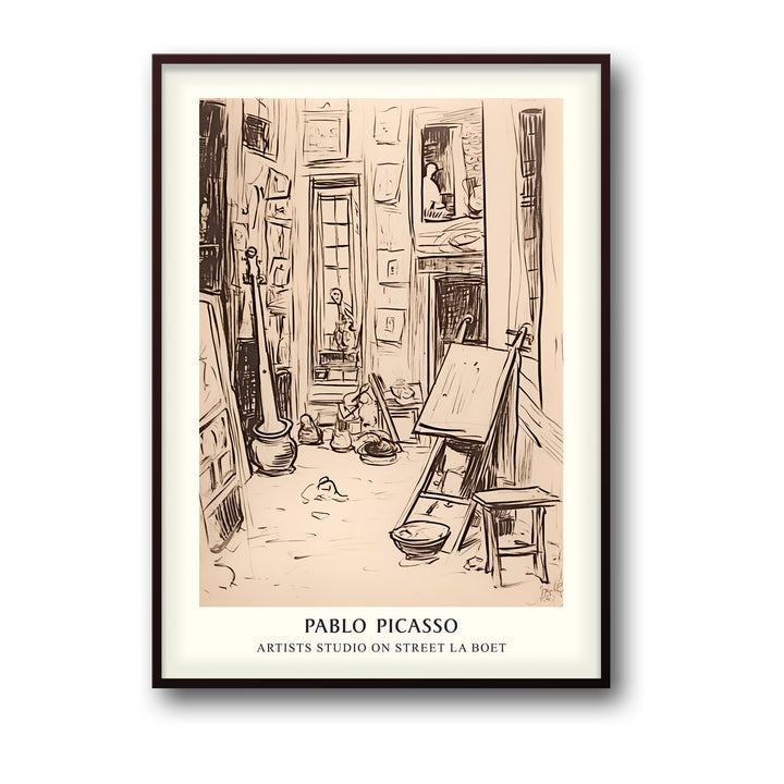 Unique artists-studio-on-street-la-boetie-pablo-picasso- Beautiful framed art print available at Raremango