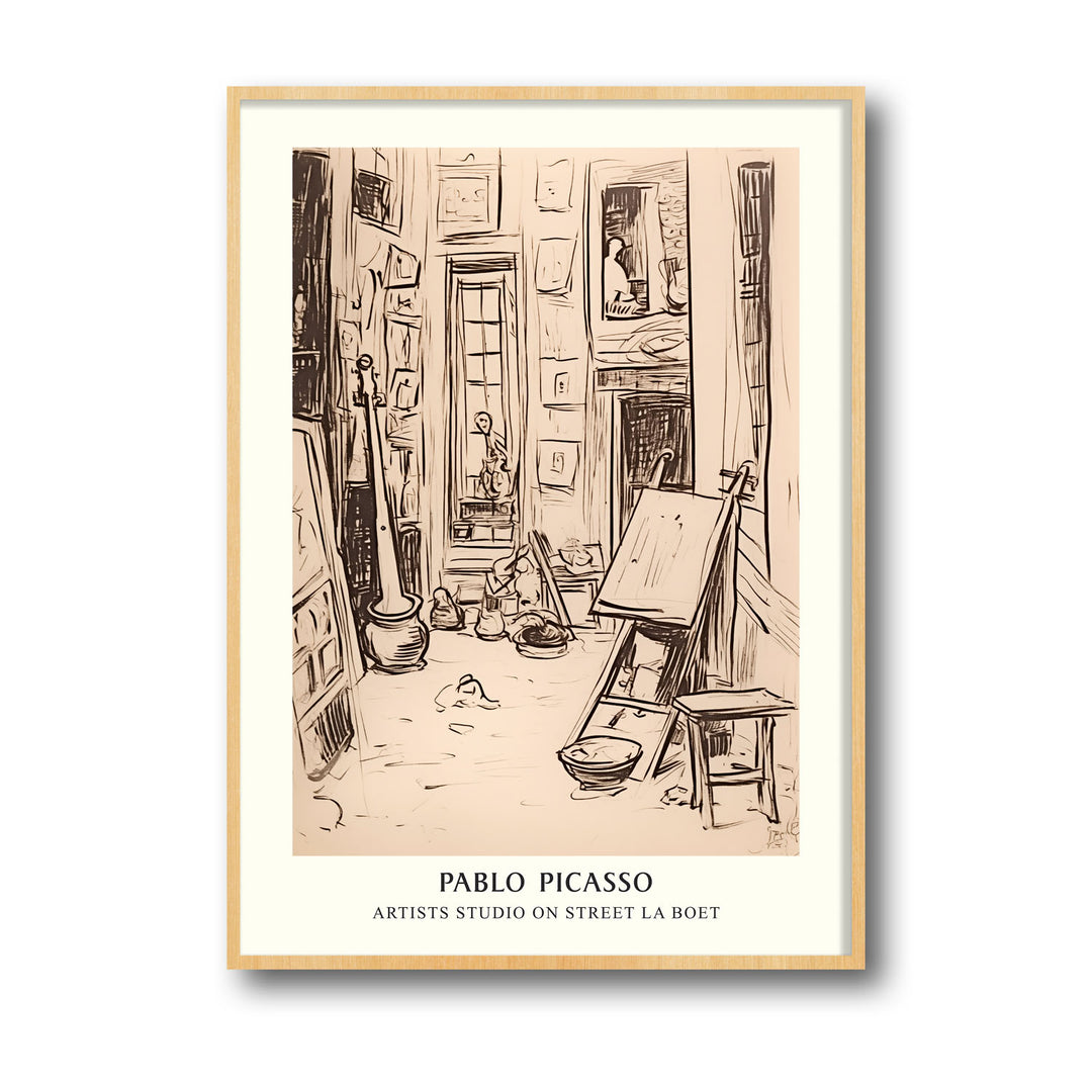 Unique artists-studio-on-street-la-boetie-pablo-picasso- Beautiful framed art print available at Raremango