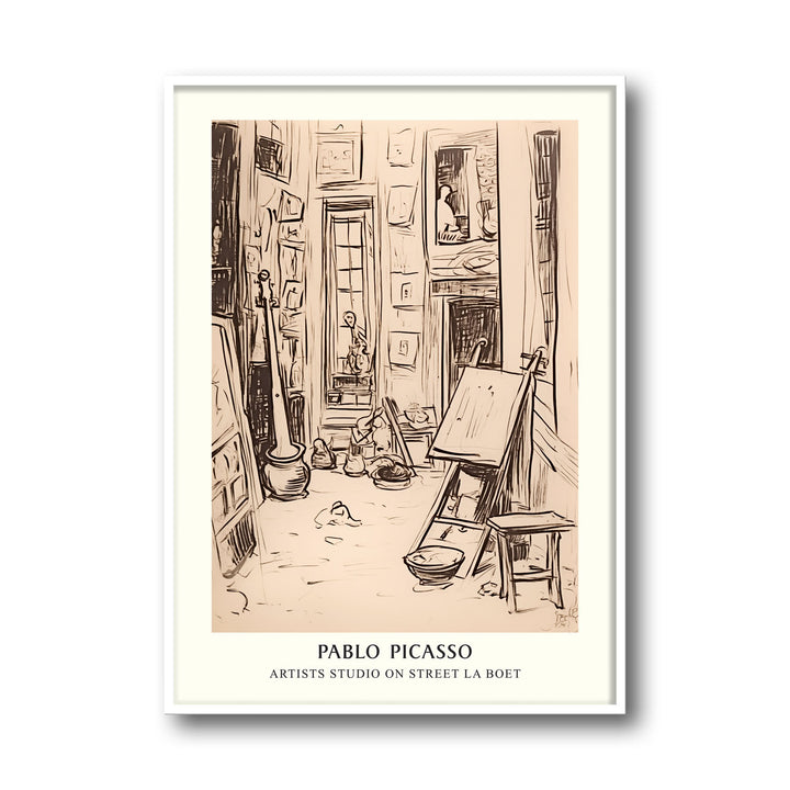 Unique artists-studio-on-street-la-boetie-pablo-picasso- Beautiful framed art print available at Raremango