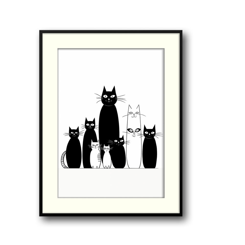 Unique black-and-white-cats- Beautiful framed art print available at Raremango