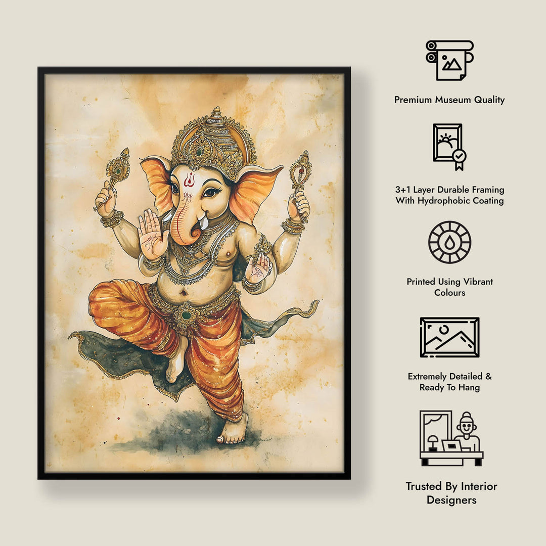 Bal Ganesh Dancing - Vastu Painting