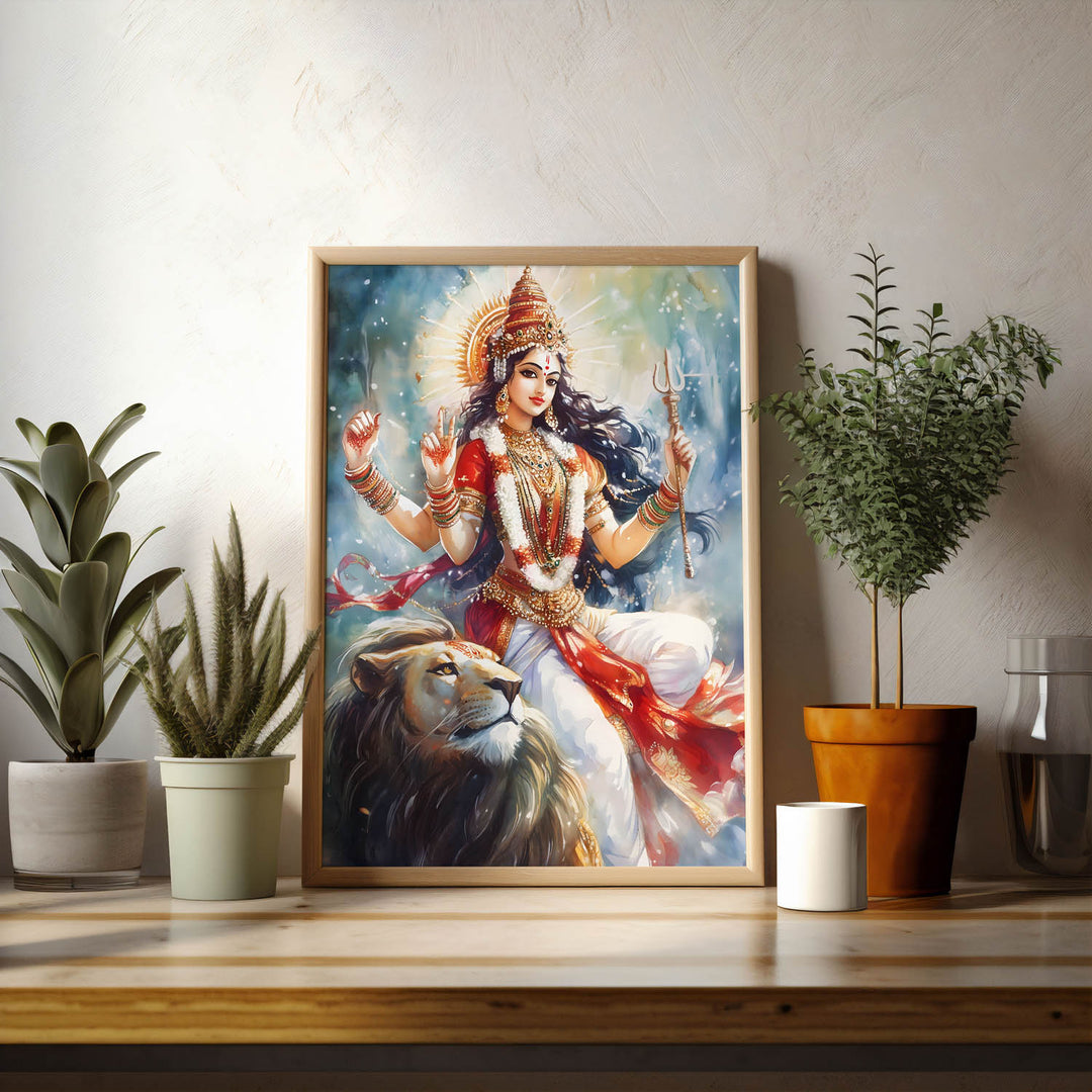 Durga Maa on Lion - Vastu Painting