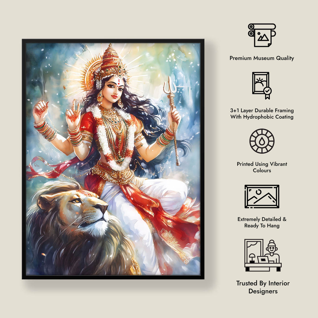 Durga Maa on Lion - Vastu Painting