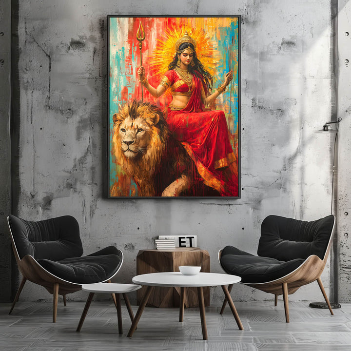 Durga Maa on Sher - Vastu Painting