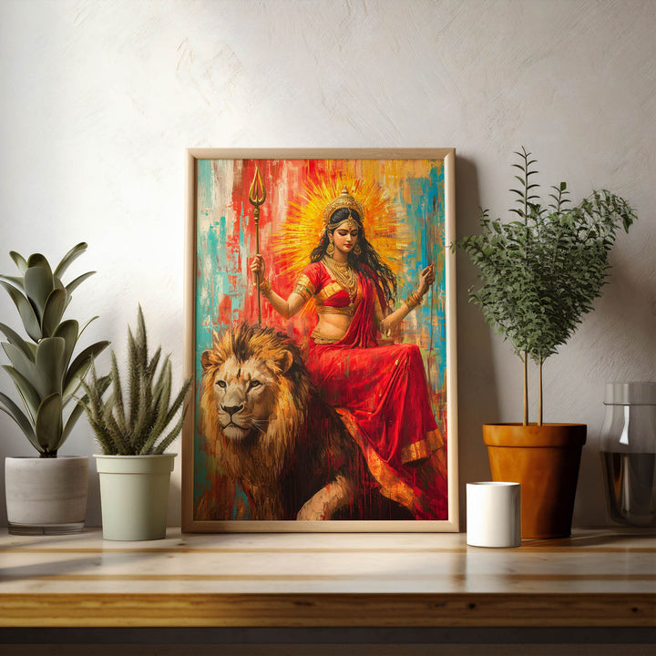 Durga Maa on Sher - Vastu Painting