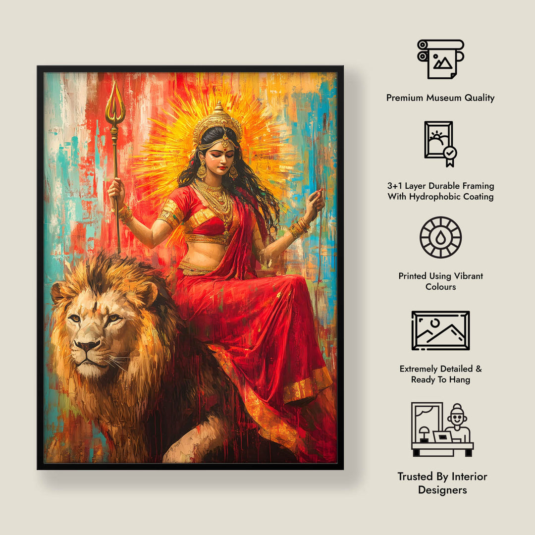 Durga Maa on Sher - Vastu Painting