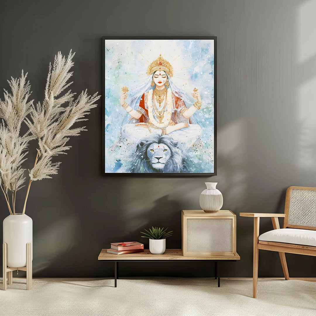 Goddess Durga in Himalaya - Vastu Painting