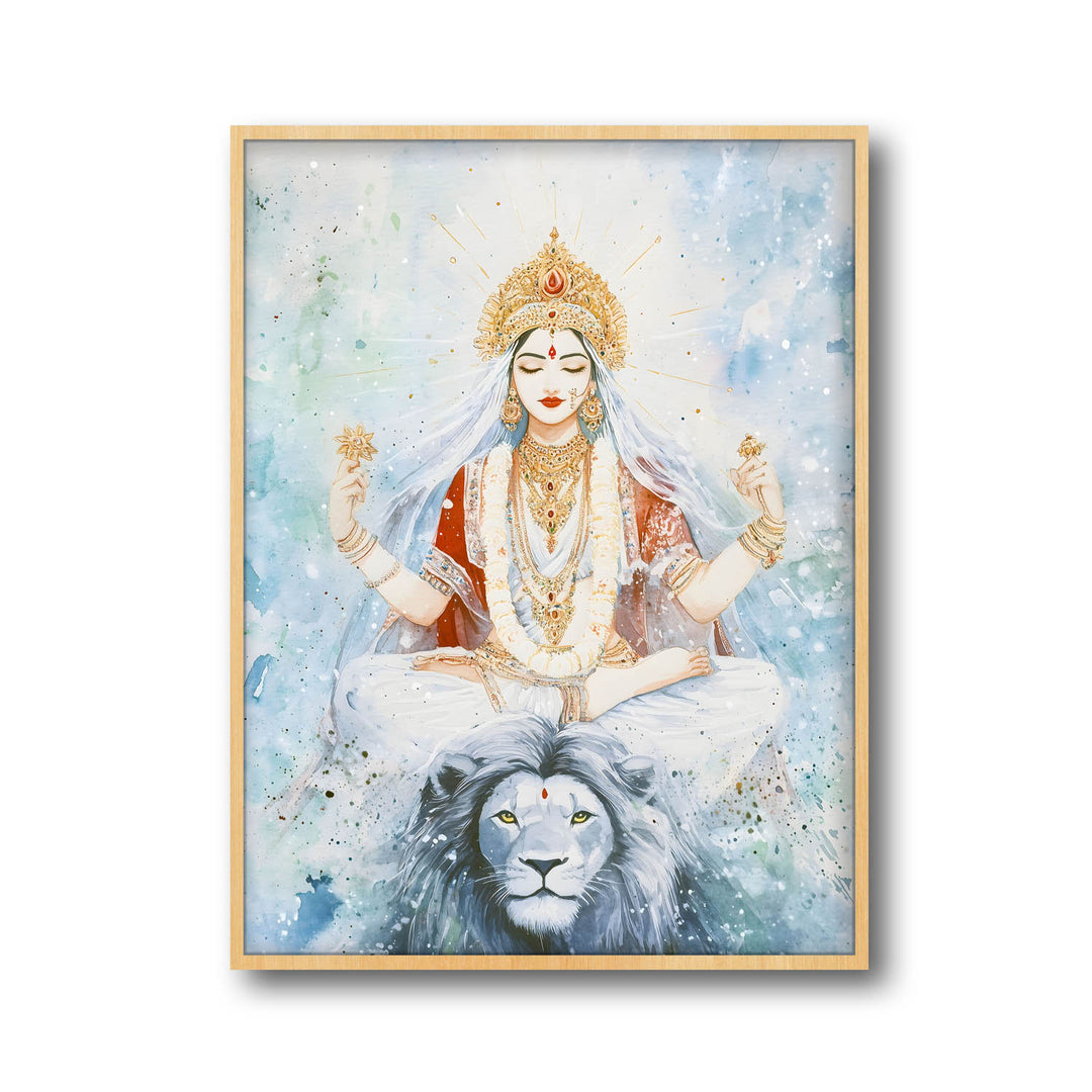 Goddess Durga in Himalaya - Vastu Painting