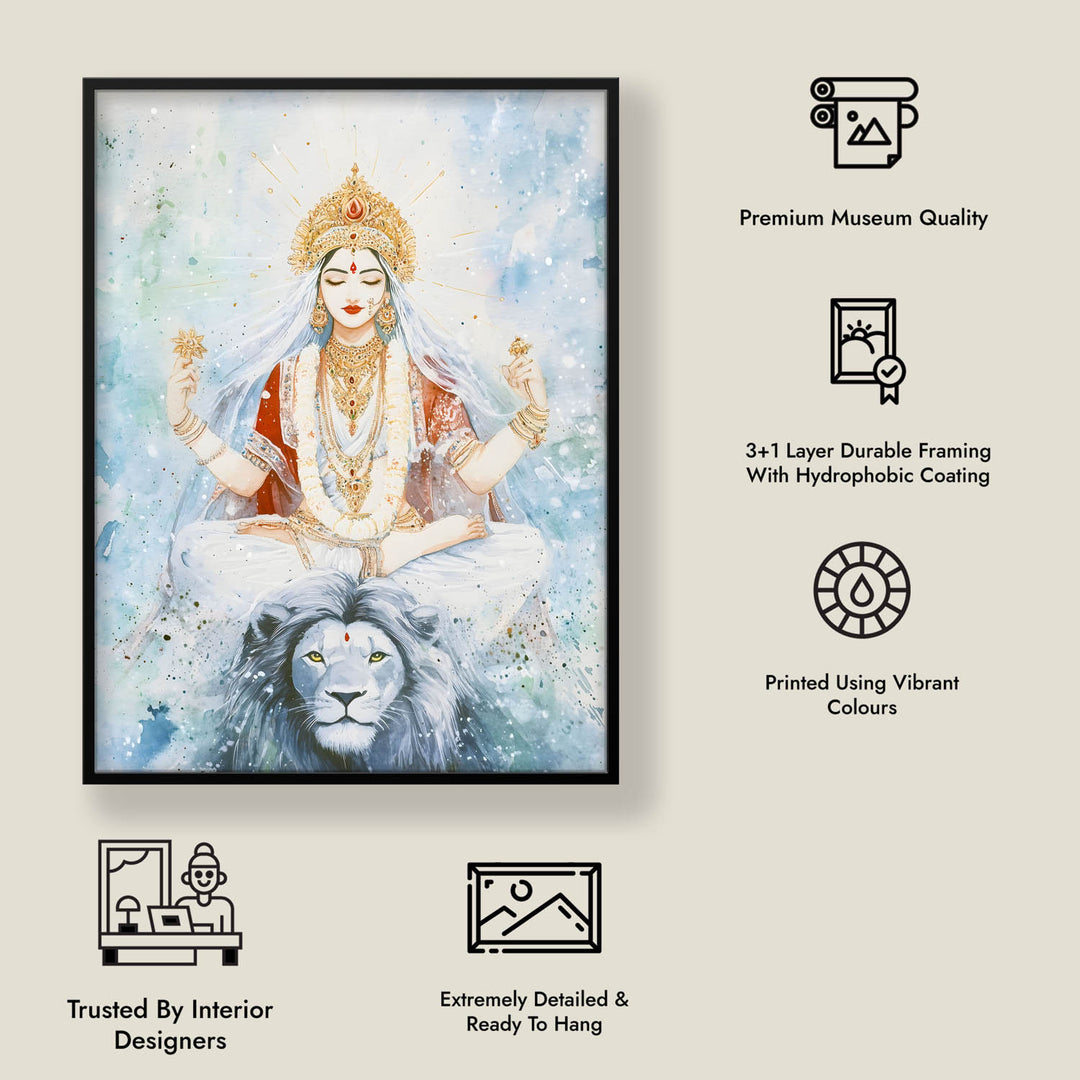 Goddess Durga in Himalaya - Vastu Painting