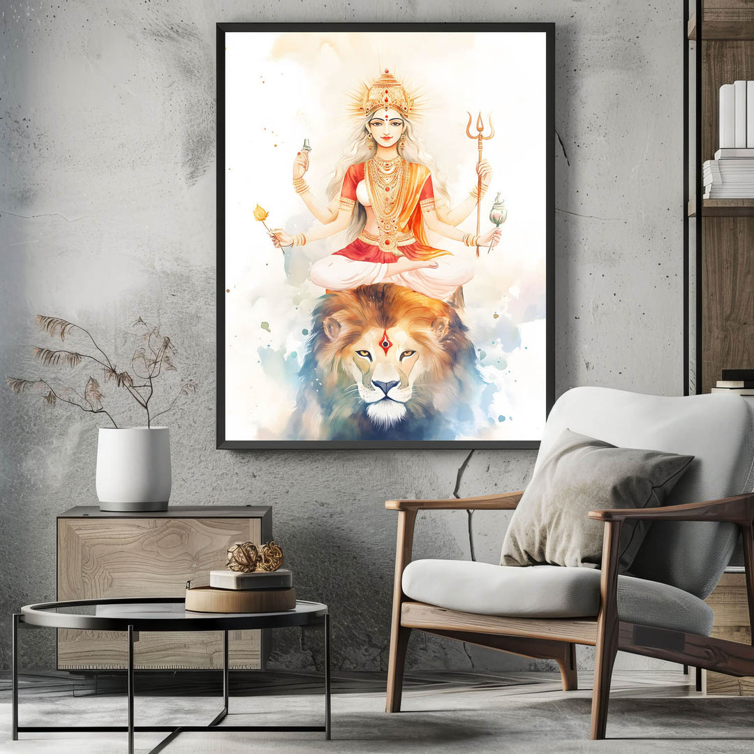 Goddess Durga on Lion - Vastu Painting