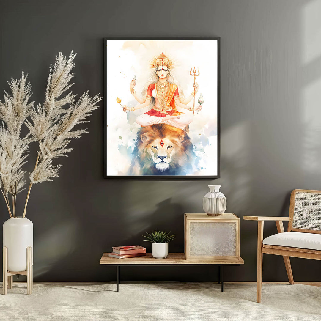 Goddess Durga on Lion - Vastu Painting