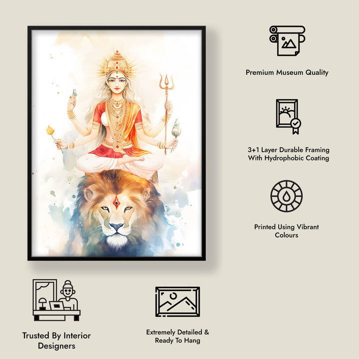 Goddess Durga on Lion - Vastu Painting