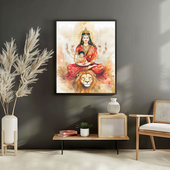 Goddess Durga sitting on Lion - Vastu Painting