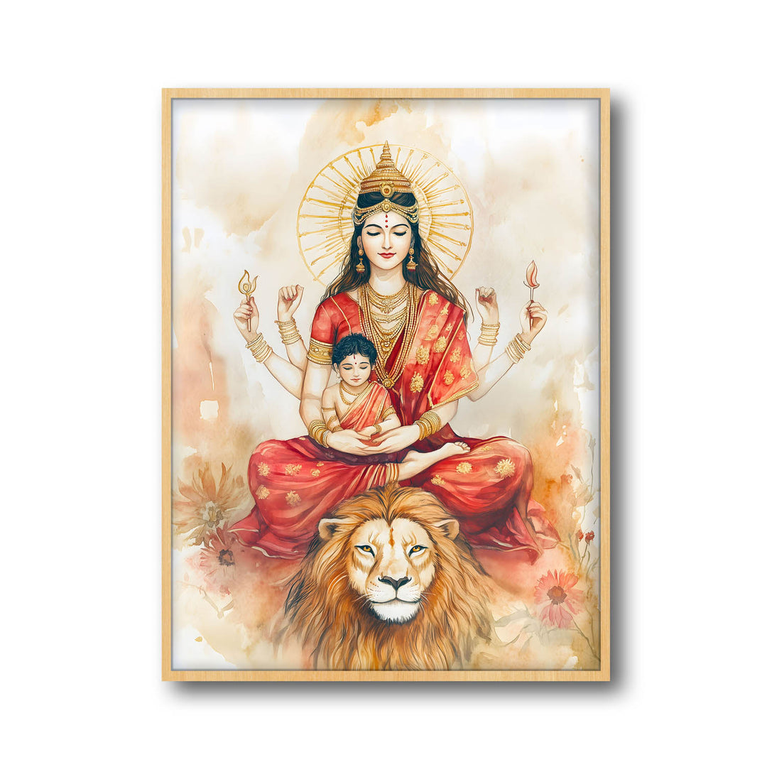 Goddess Durga sitting on Lion - Vastu Painting