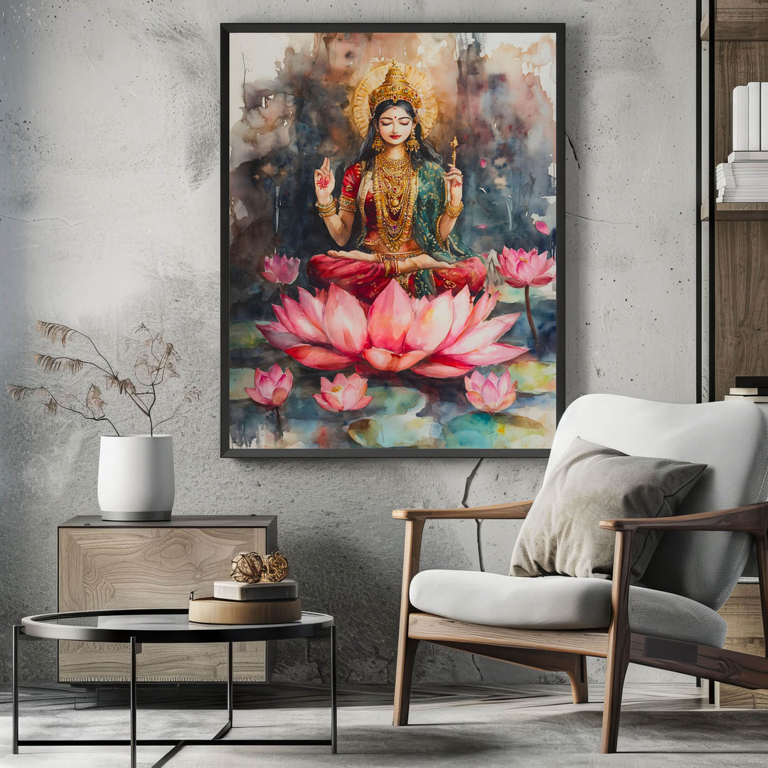 Goddess Laxmi amongst Lotuses - Vastu Painting