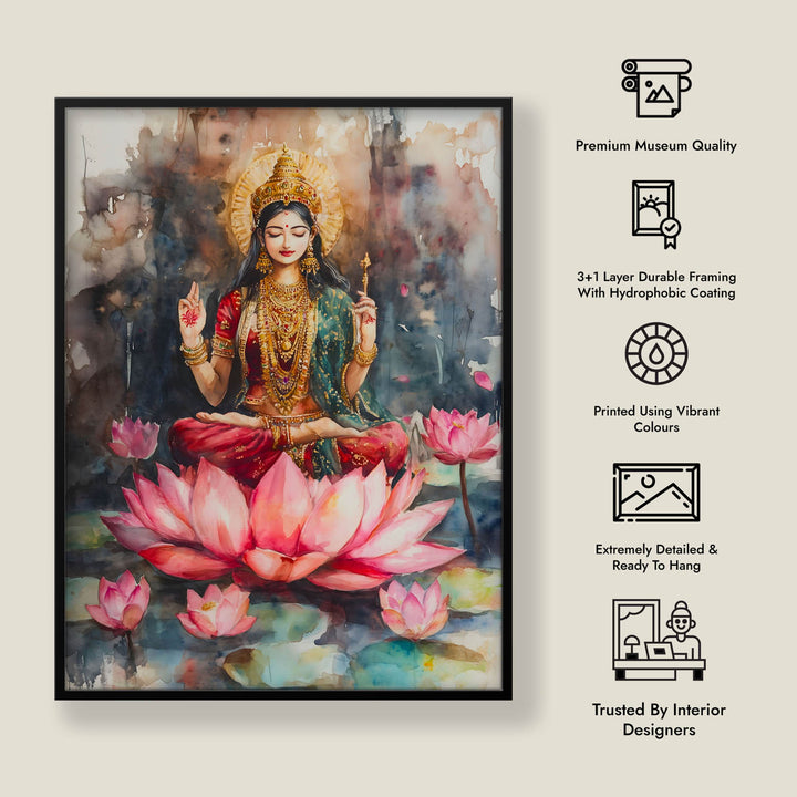 Goddess Laxmi amongst Lotuses - Vastu Painting