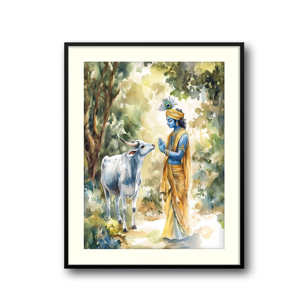 Lord Krishna with Cow - Vastu Painting