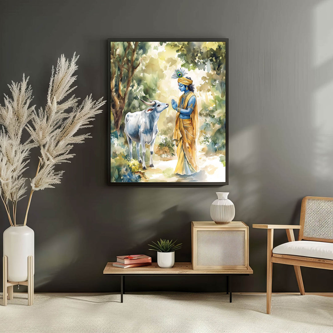 Lord Krishna with Cow - Vastu Painting