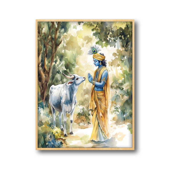 Lord Krishna with Cow - Vastu Painting