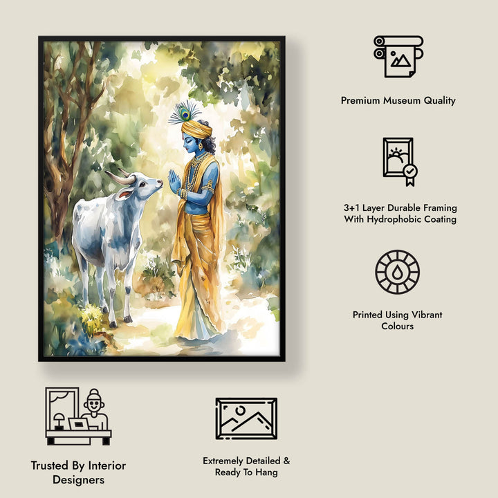 Lord Krishna with Cow - Vastu Painting