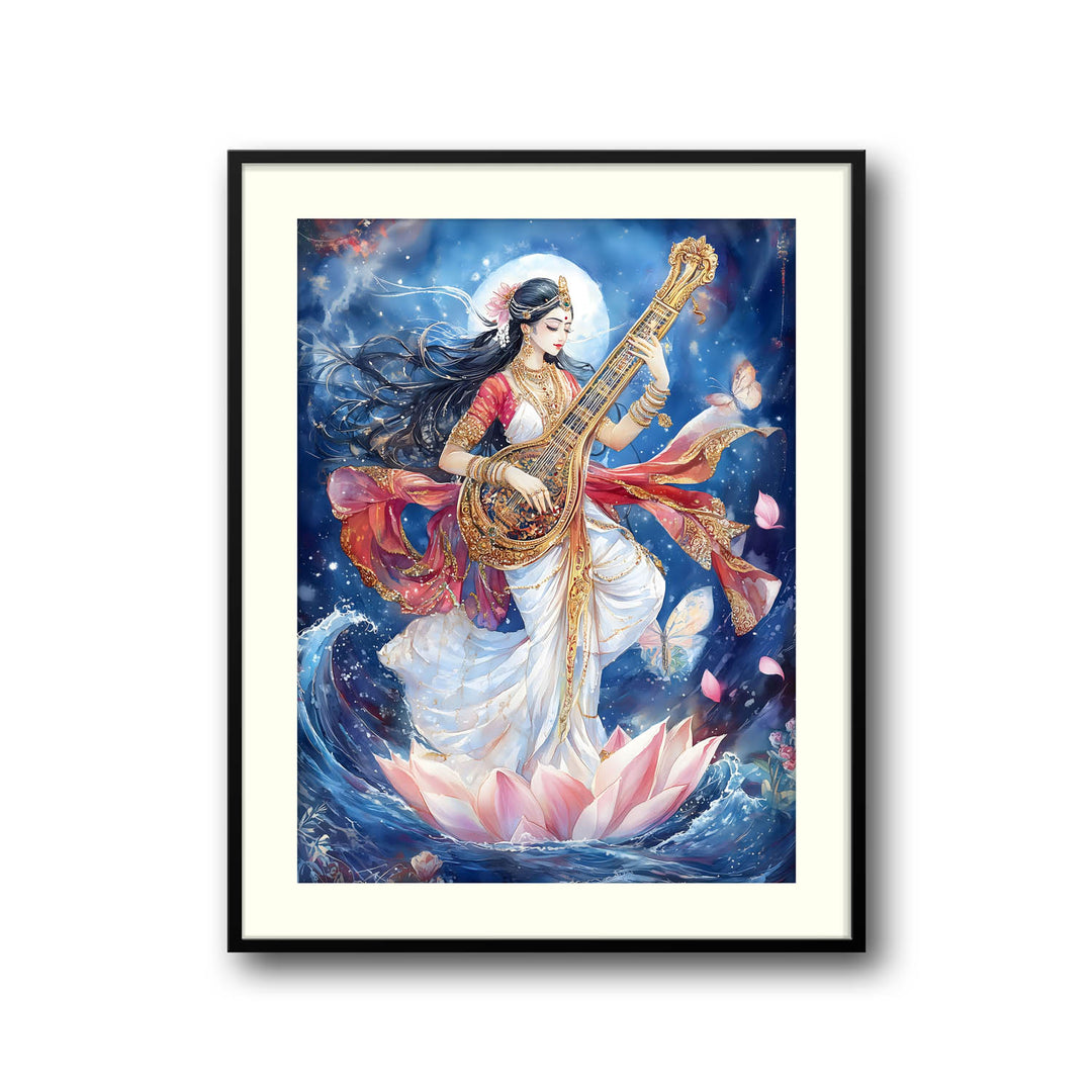 Goddess Saraswati Dancing - Vastu Painting