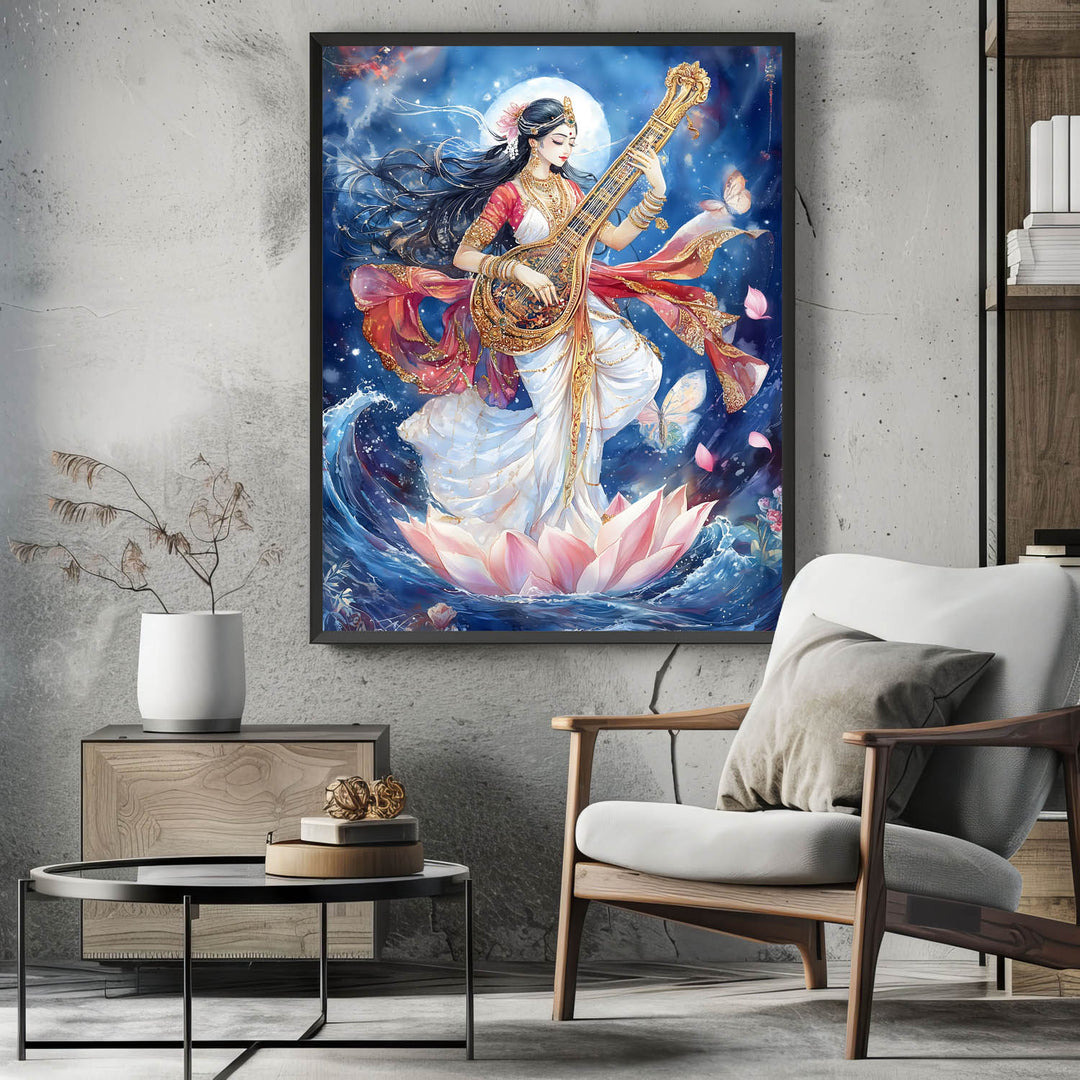 Goddess Saraswati Dancing - Vastu Painting