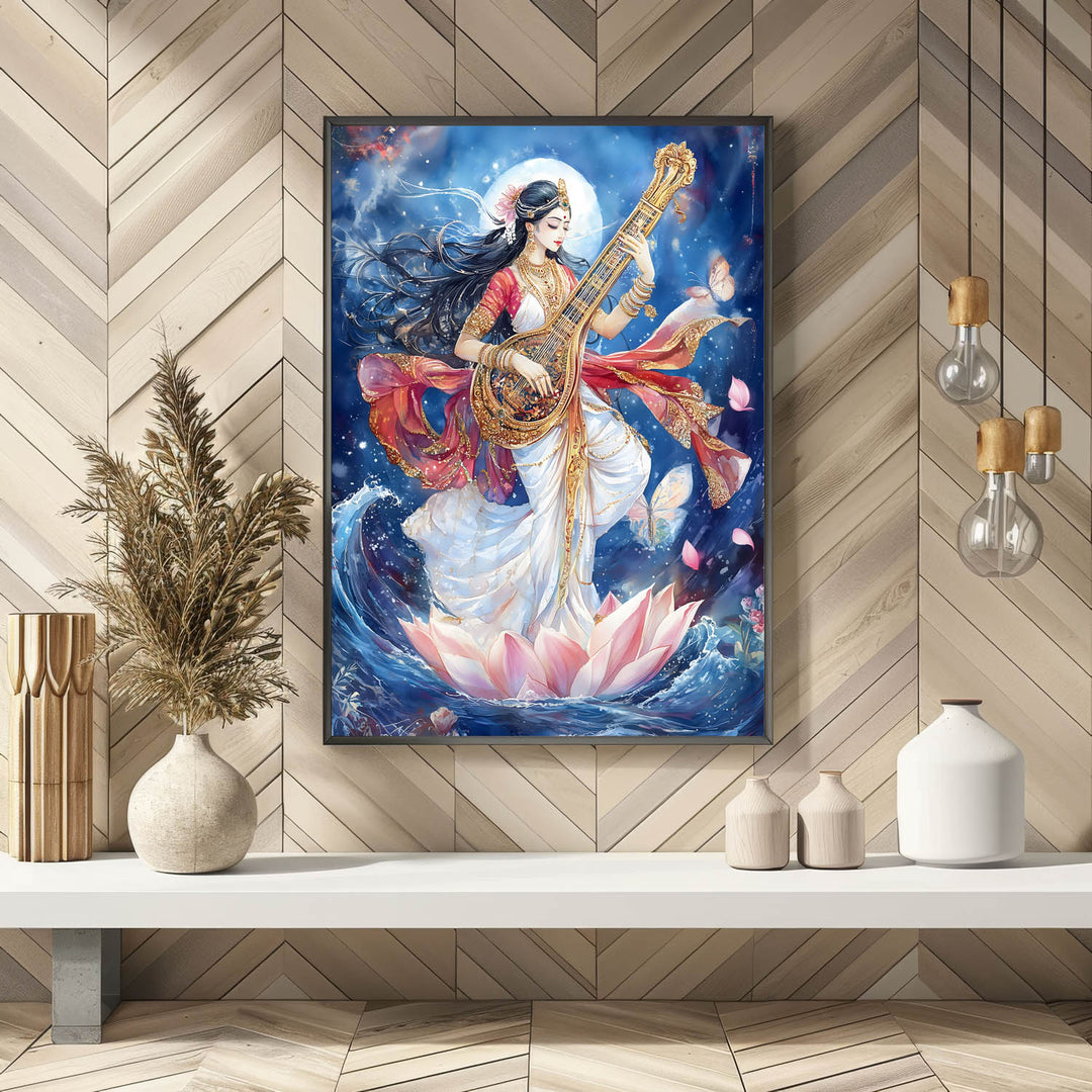 Goddess Saraswati Dancing - Vastu Painting