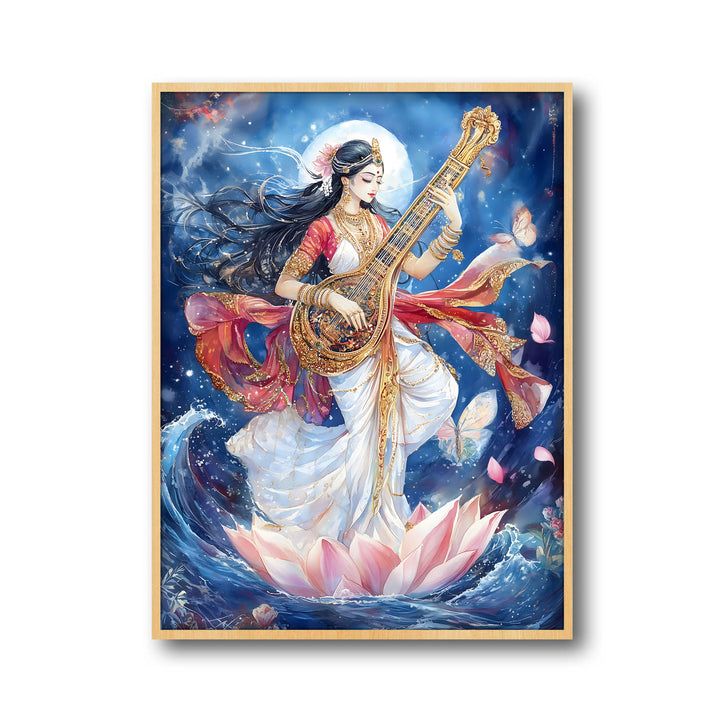 Goddess Saraswati Dancing - Vastu Painting