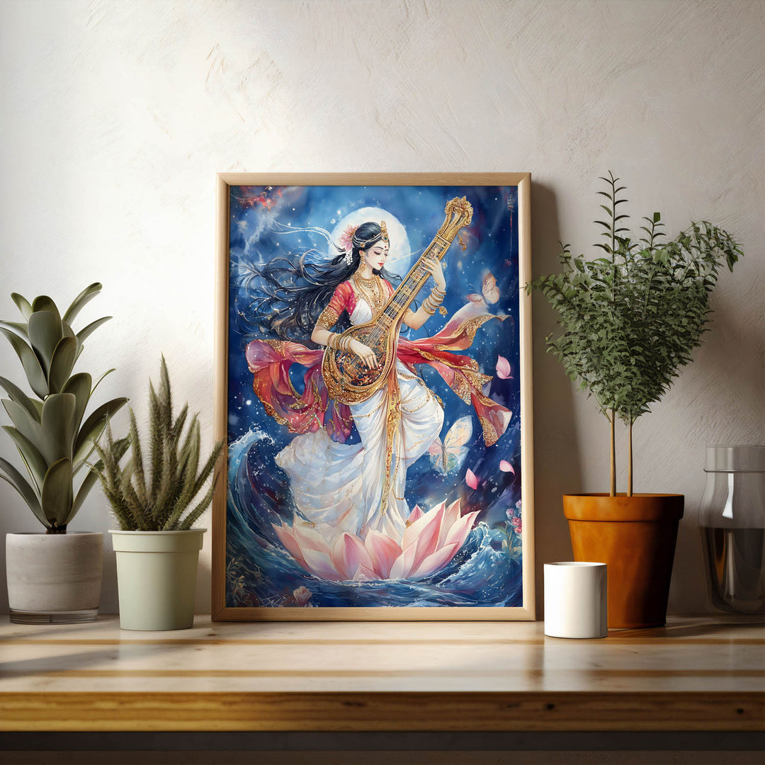 Goddess Saraswati Dancing - Vastu Painting