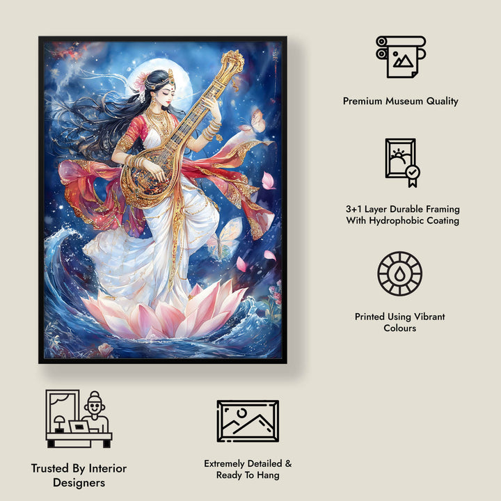 Goddess Saraswati Dancing - Vastu Painting