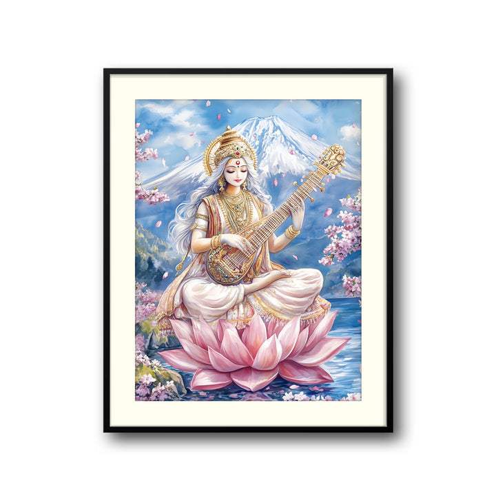 Goddess Saraswati in Himalaya  - Vastu Painting