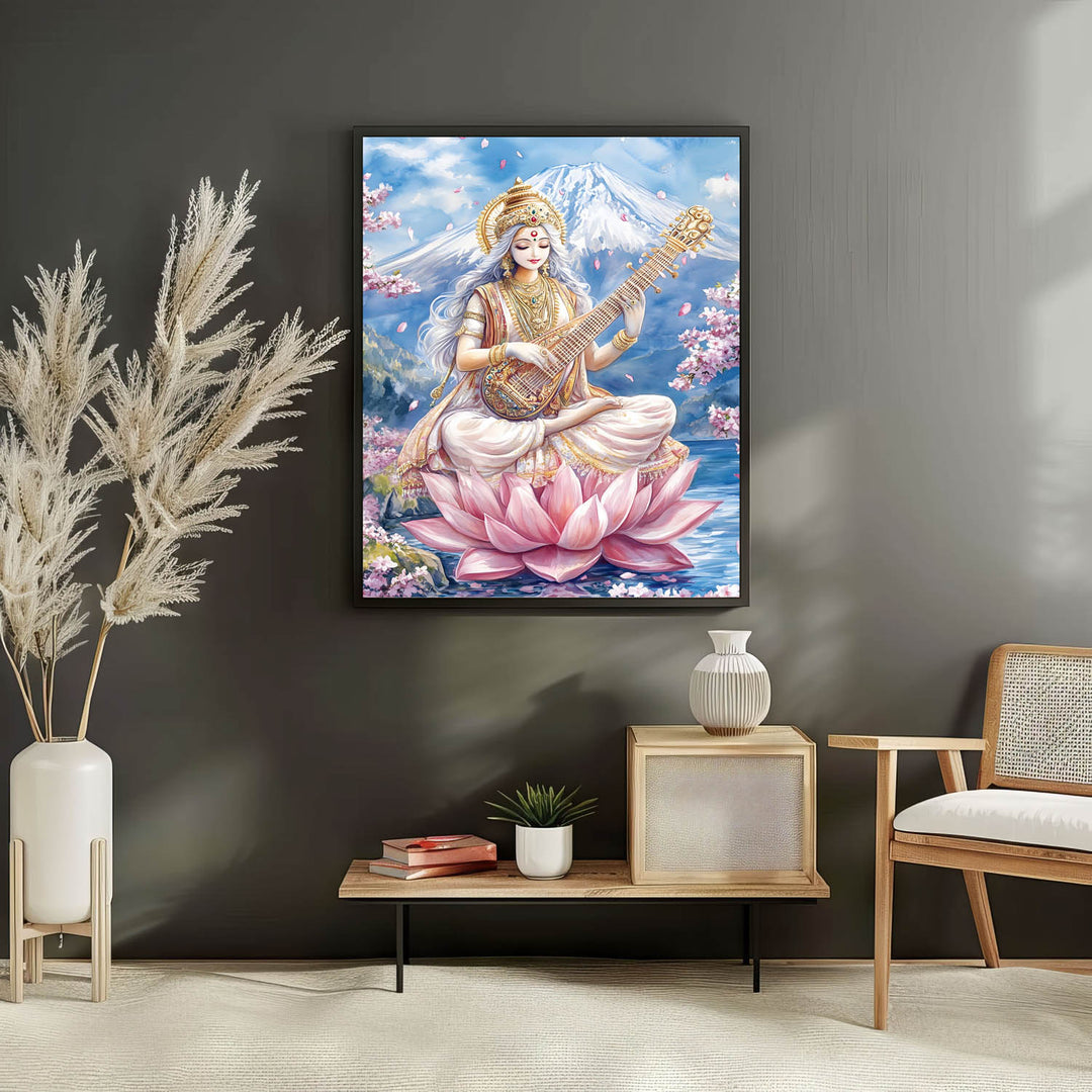 Goddess Saraswati in Himalaya  - Vastu Painting