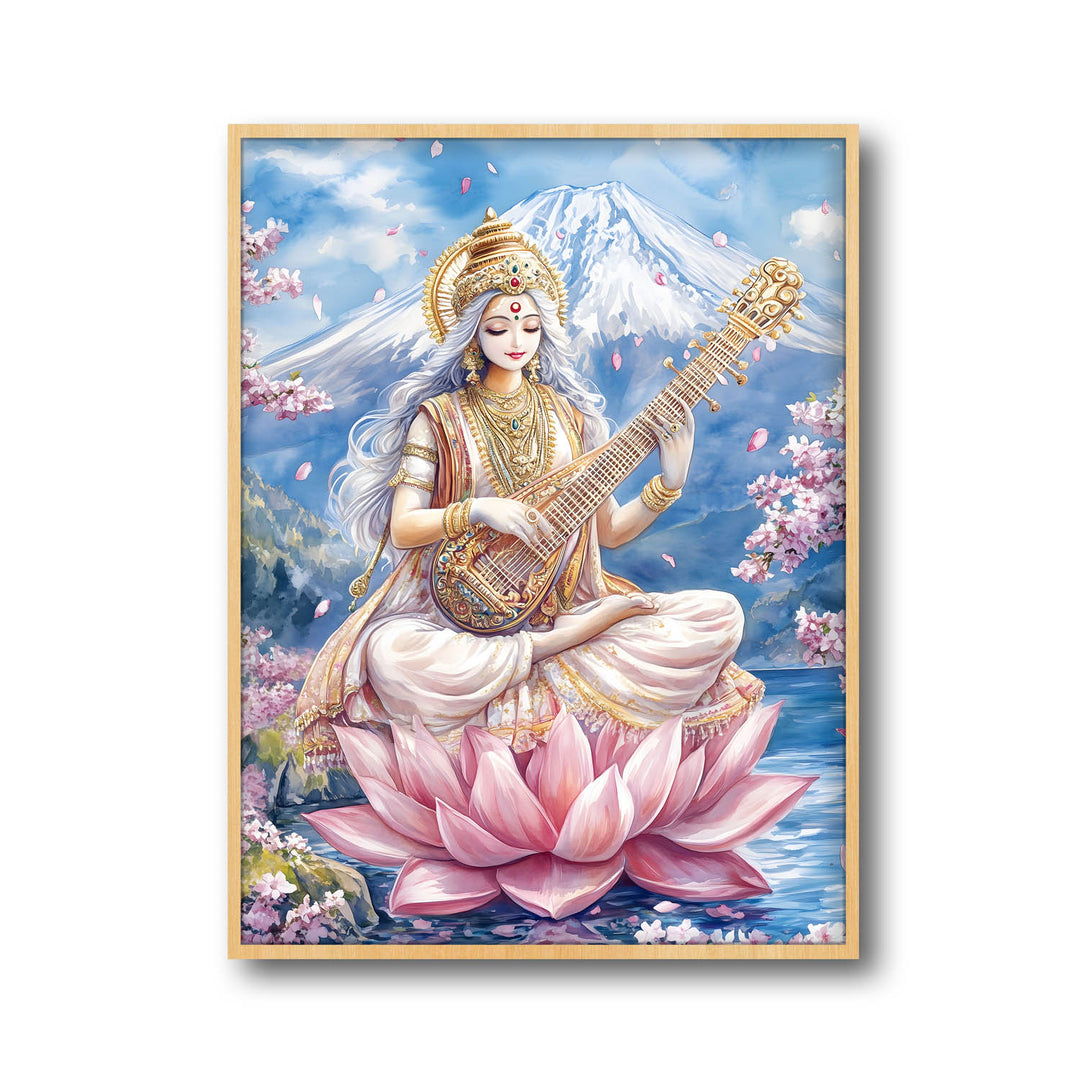 Goddess Saraswati in Himalaya  - Vastu Painting