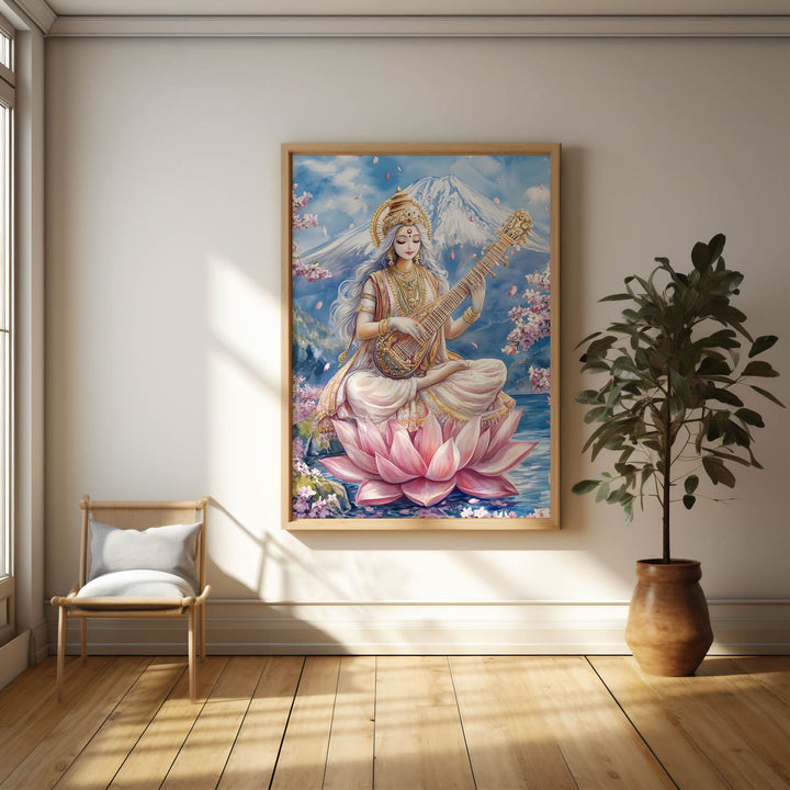 Goddess Saraswati in Himalaya  - Vastu Painting