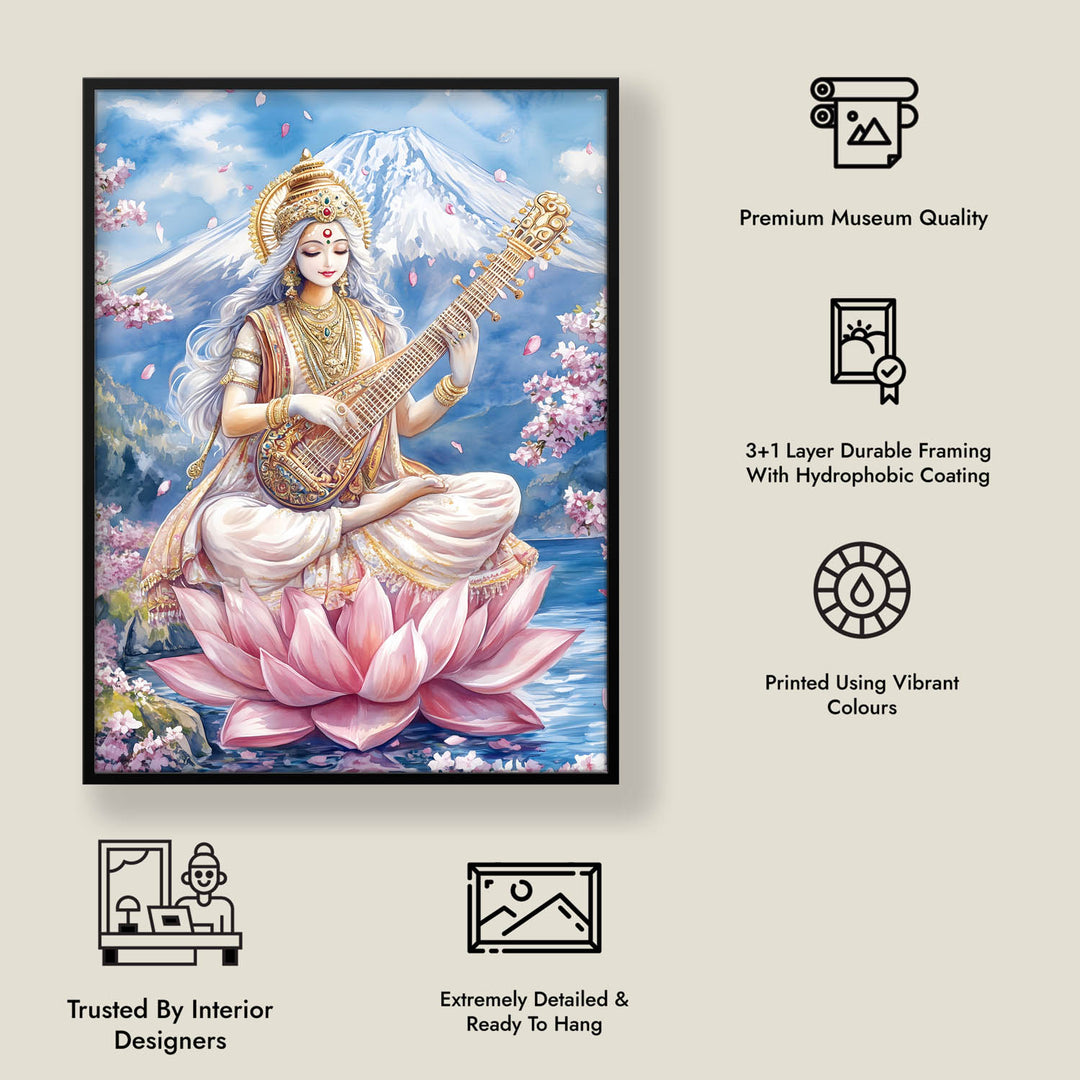 Goddess Saraswati in Himalaya  - Vastu Painting