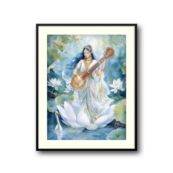 Goddess Saraswati with Swan - Vastu Painting