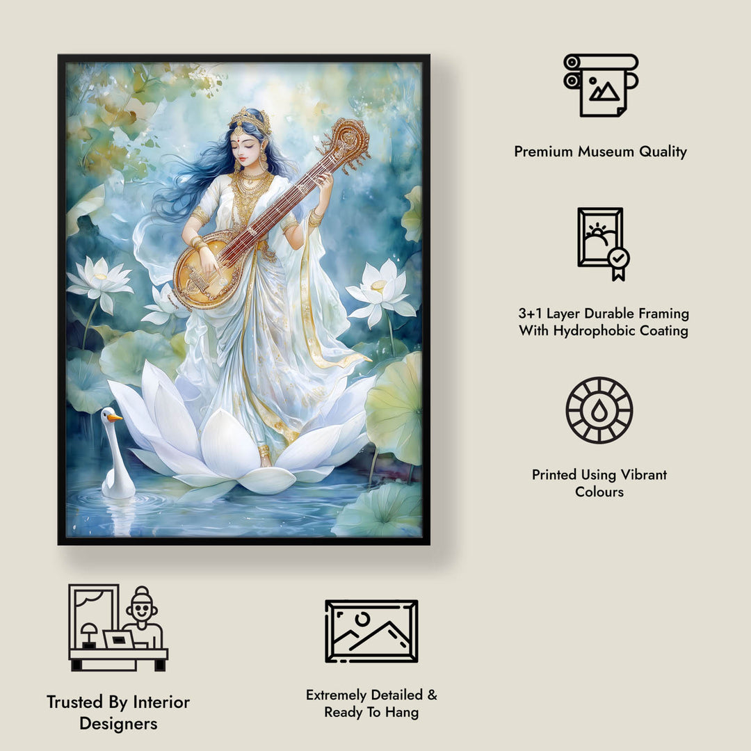 Goddess Saraswati with Swan - Vastu Painting