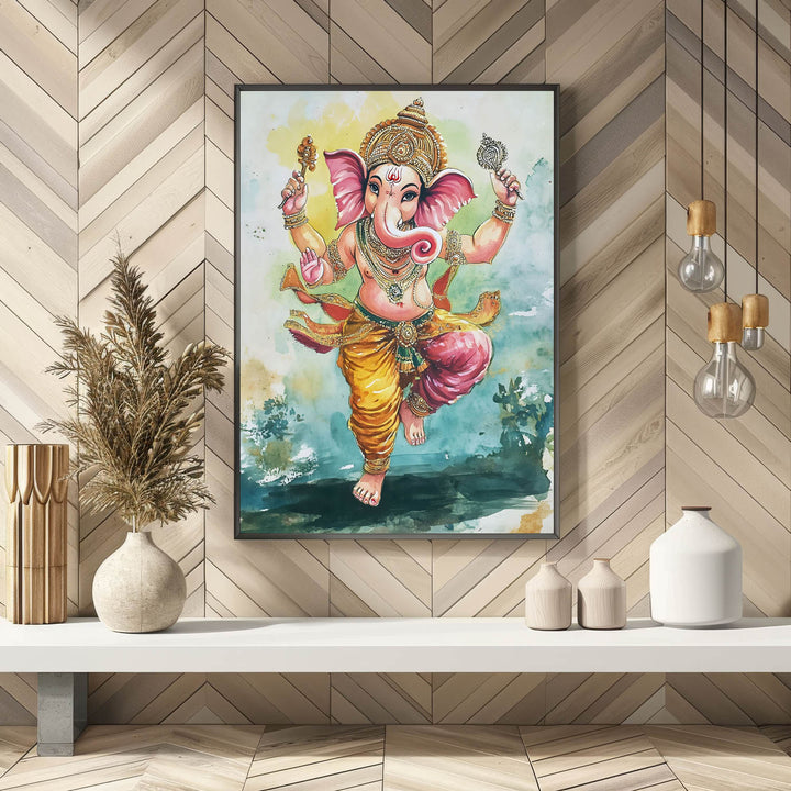 Lord Ganesh Dancing  - Vastu Painting