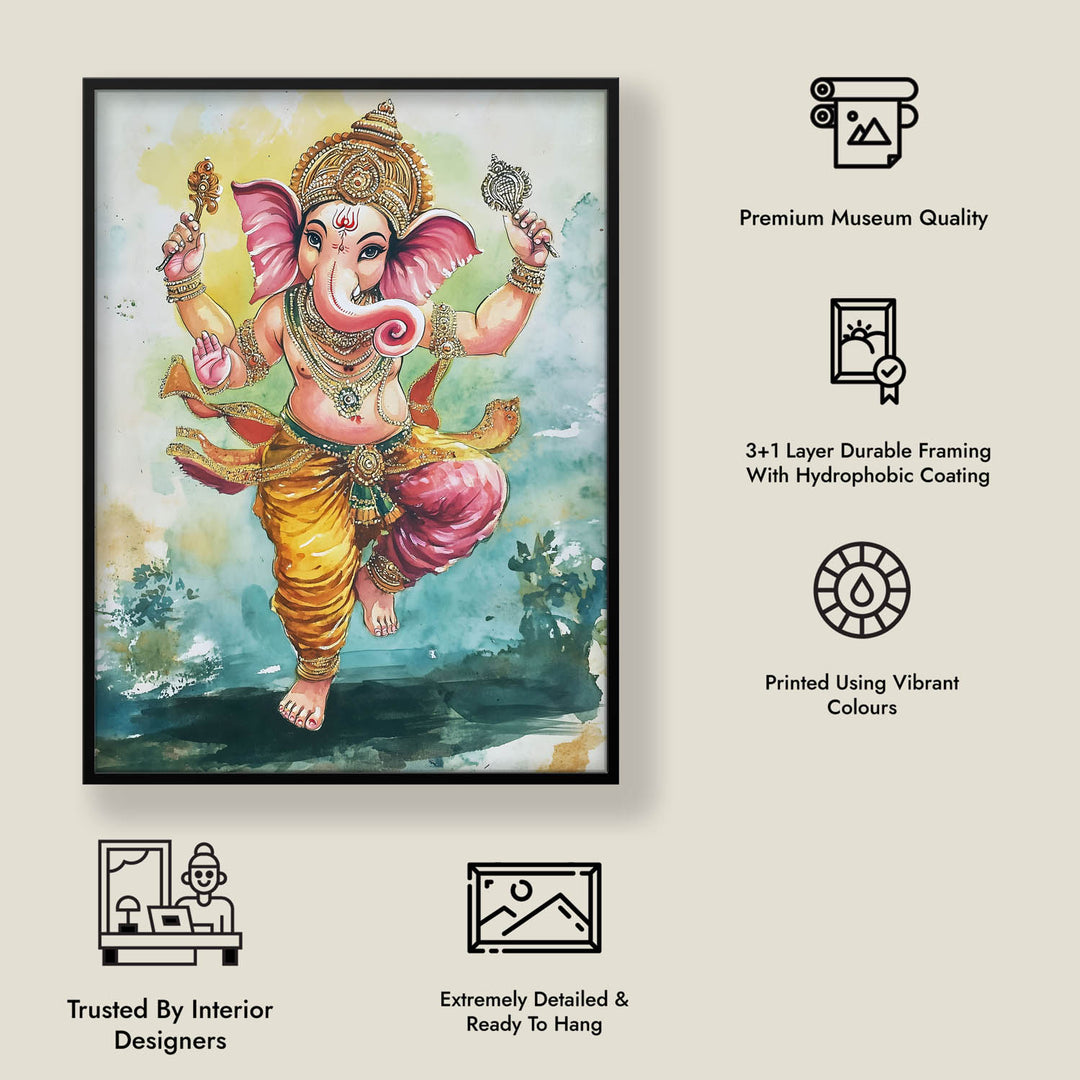 Lord Ganesh Dancing  - Vastu Painting