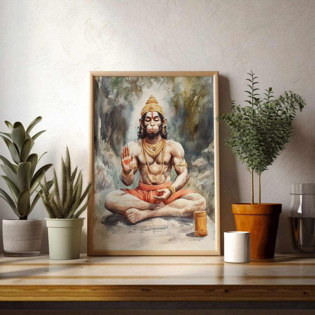 Lord Hanuman Meditating - Vastu Painting