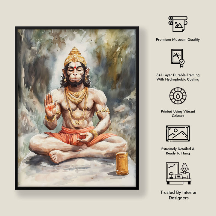 Lord Hanuman Meditating - Vastu Painting