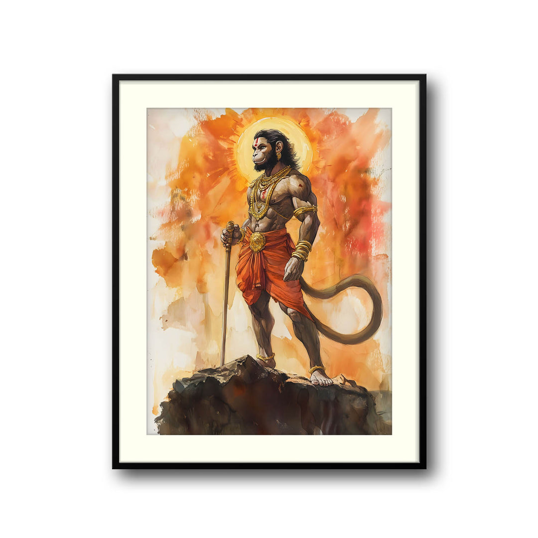 Lord Hanuman on Mountain Top - Vastu Painting