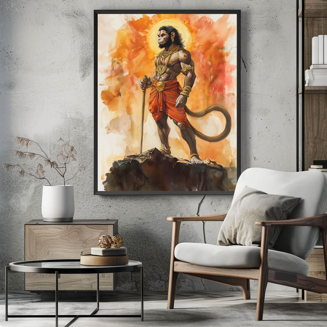 Lord Hanuman on Mountain Top - Vastu Painting