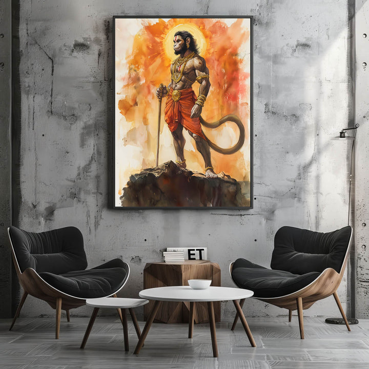 Lord Hanuman on Mountain Top - Vastu Painting