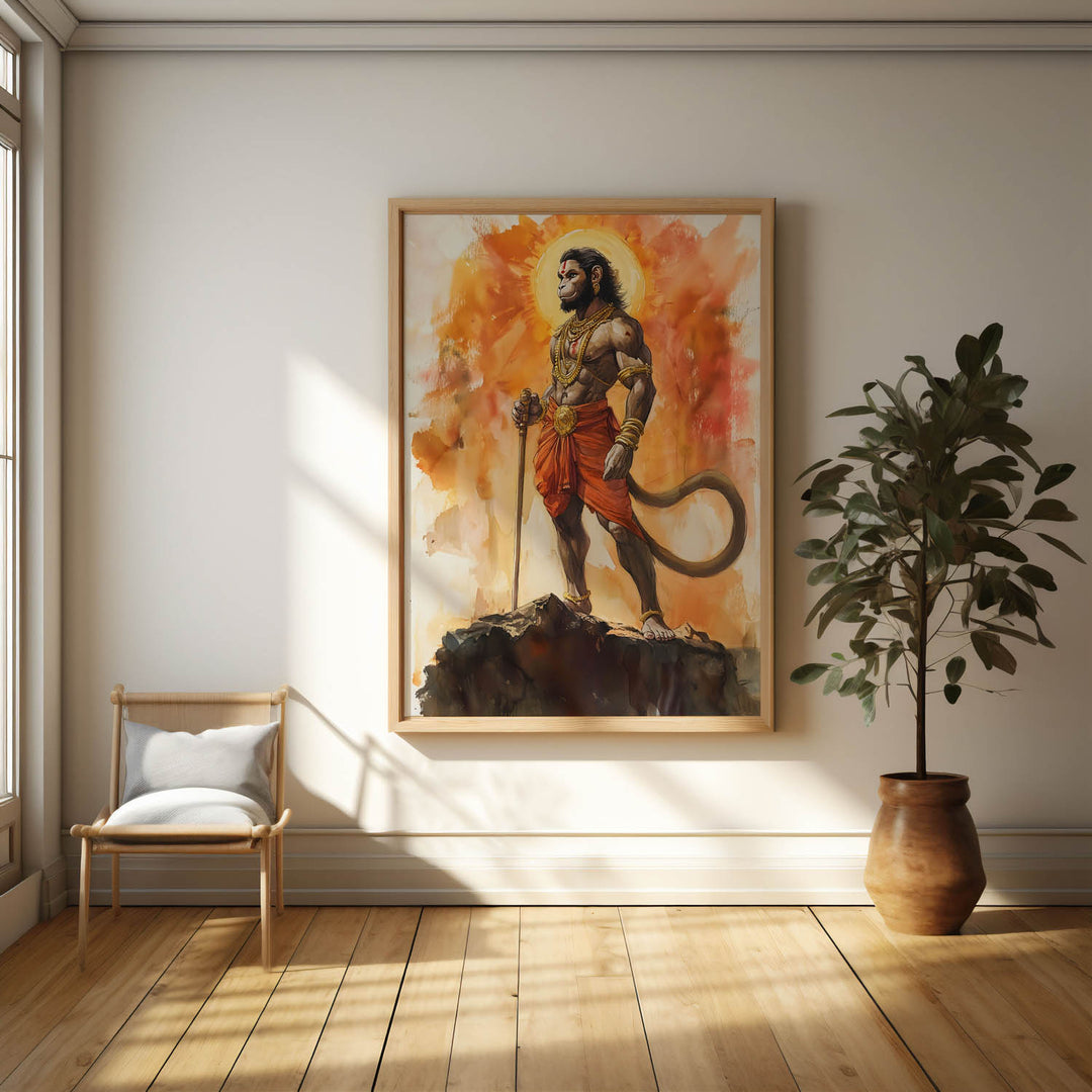 Lord Hanuman on Mountain Top - Vastu Painting