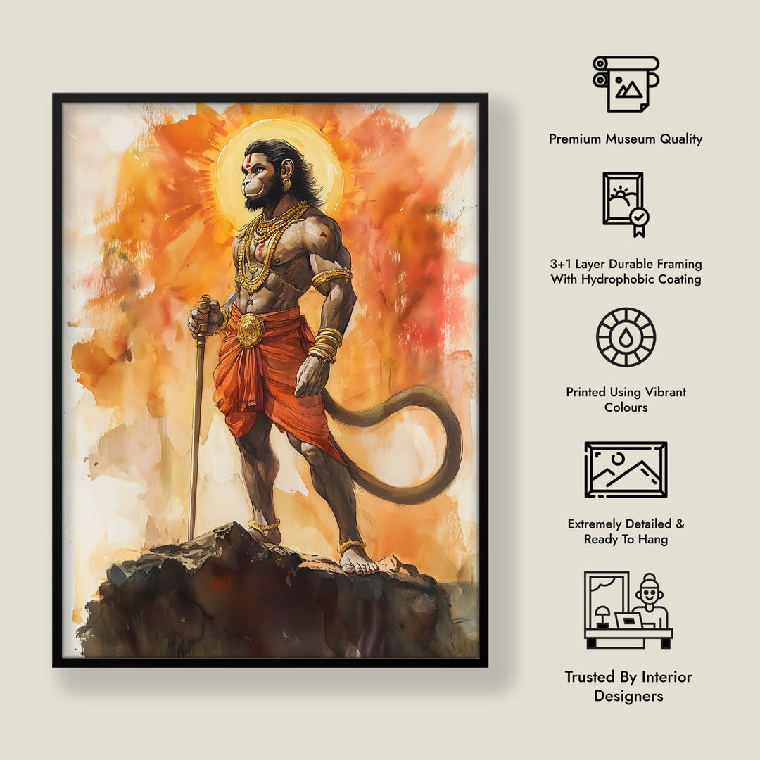 Lord Hanuman on Mountain Top - Vastu Painting