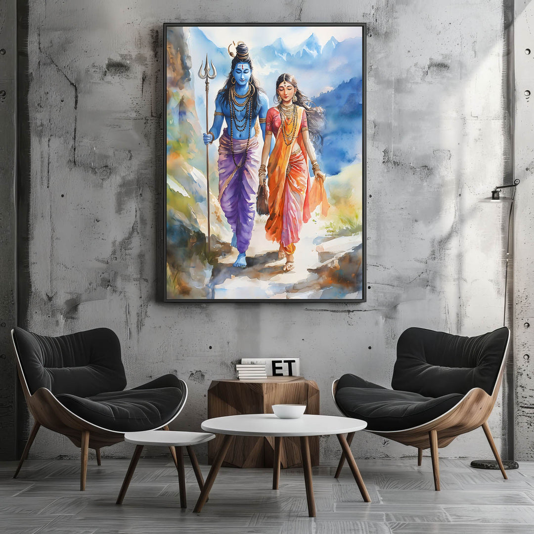 Lord Shiv & Goddess Parvati - Vastu Painting